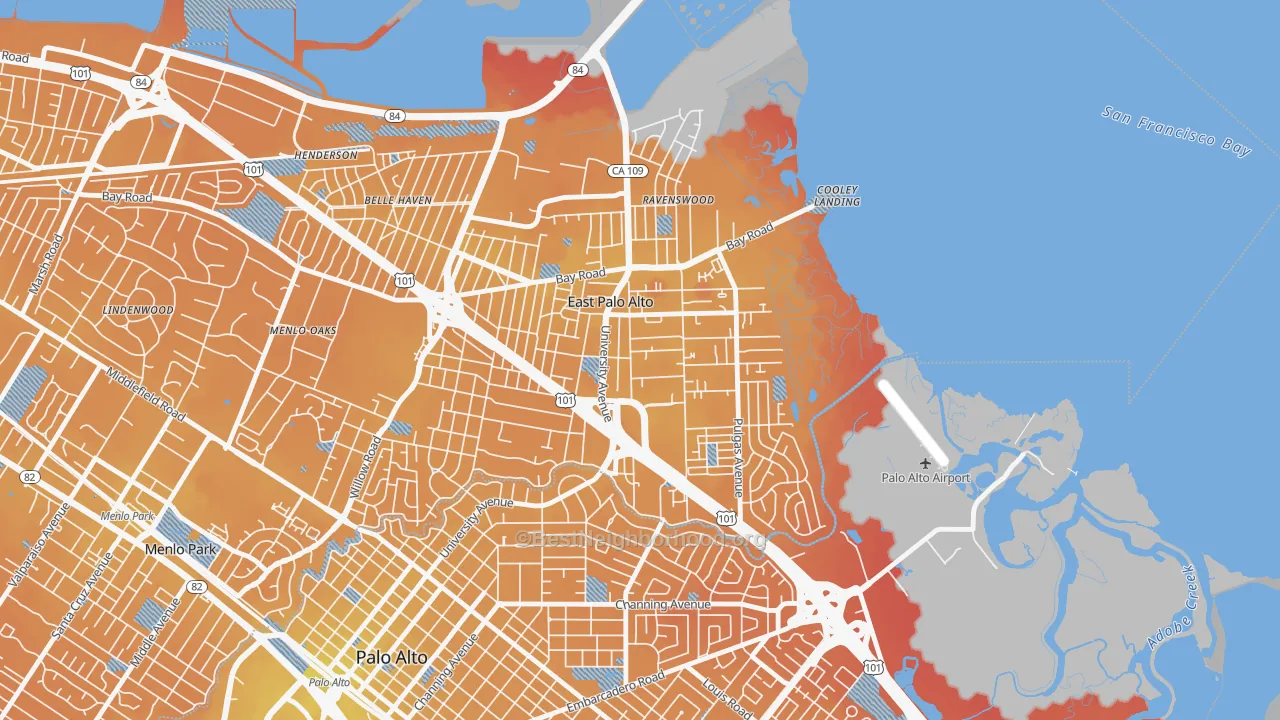 Transit Grade map of East Palo Alto, CA