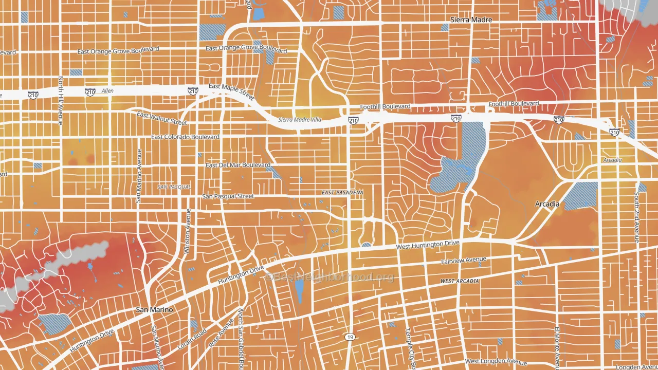 Transit Grade map of East Pasadena, CA