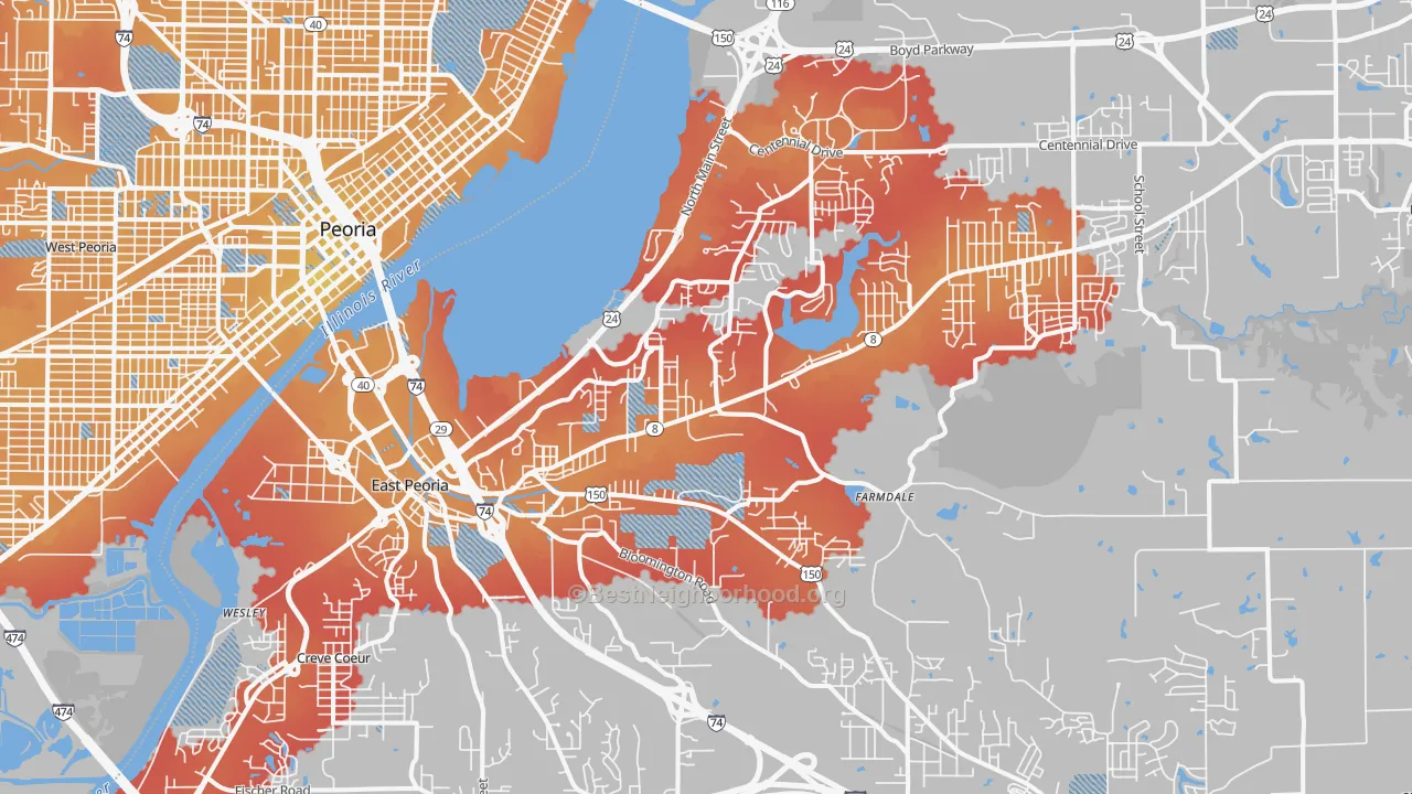 Transit Grade map of East Peoria, IL