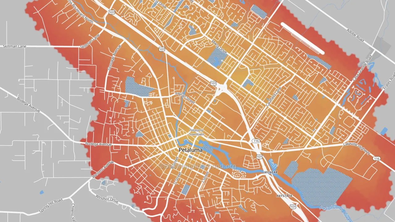 Transit Grade map of East Petaluma, Petaluma, CA