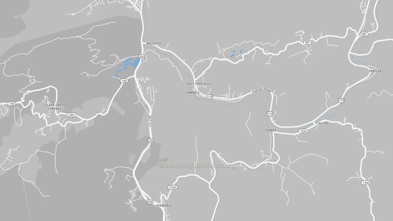 Transit Grade map of East Pineville, KY