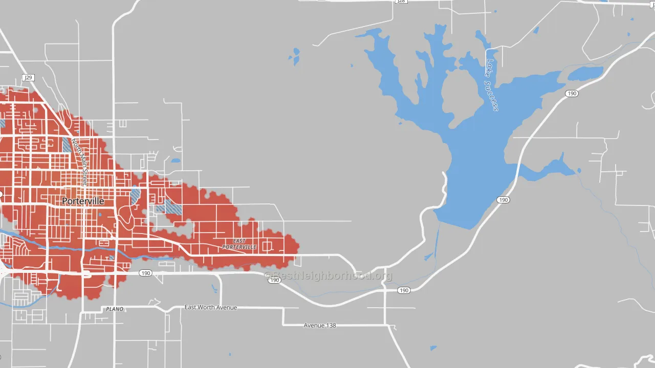 Transit Grade map of East Porterville, CA