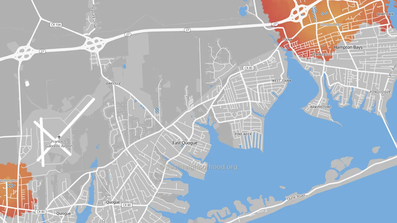 Transit Grade map of East Quogue, NY