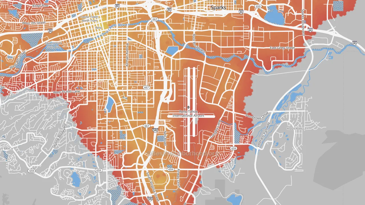 Transit Grade map of East Reno, Reno, NV