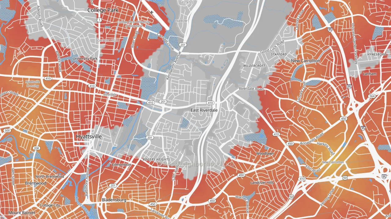 Transit Grade map of East Riverdale, MD