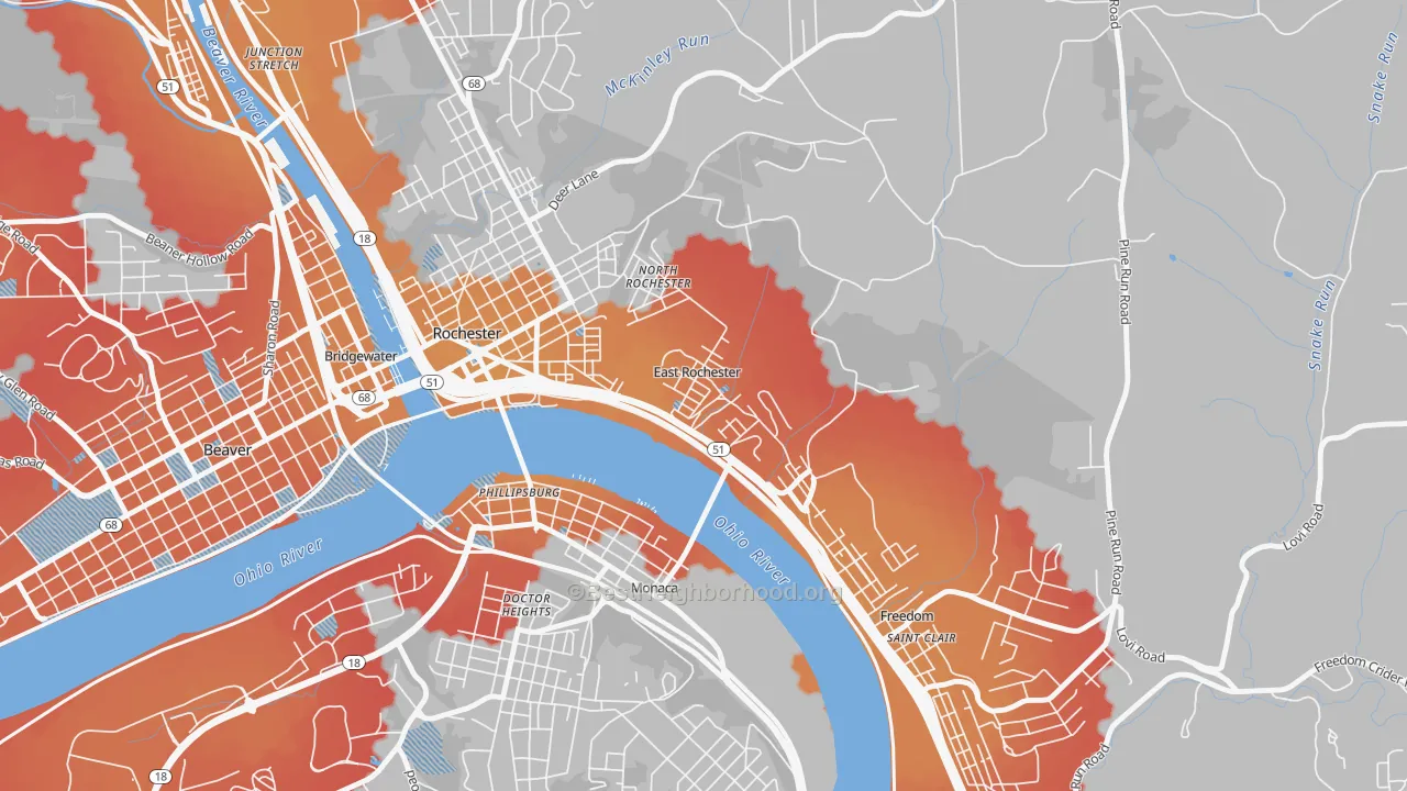 Transit Grade map of East Rochester, PA
