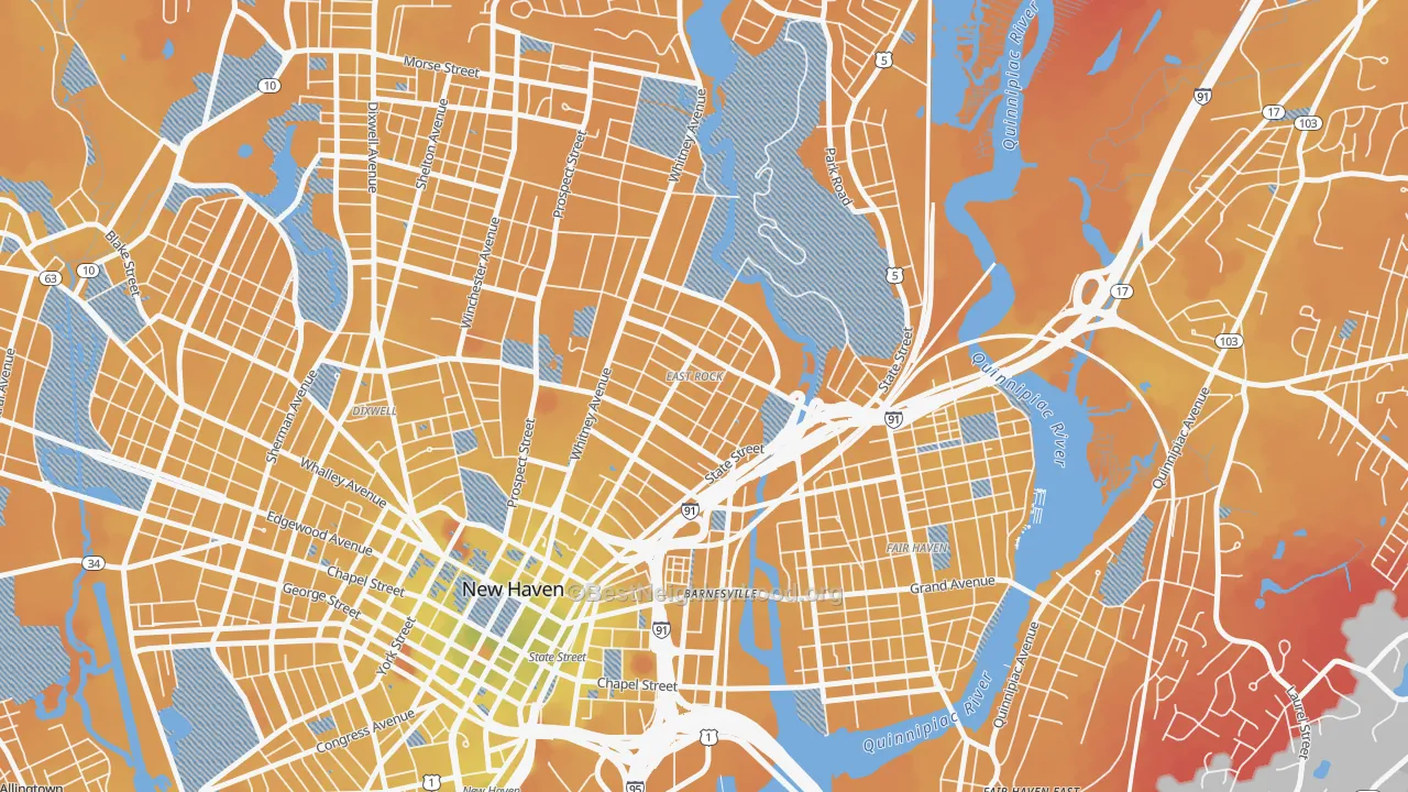 Transit Grade map of East Rock, New Haven, CT