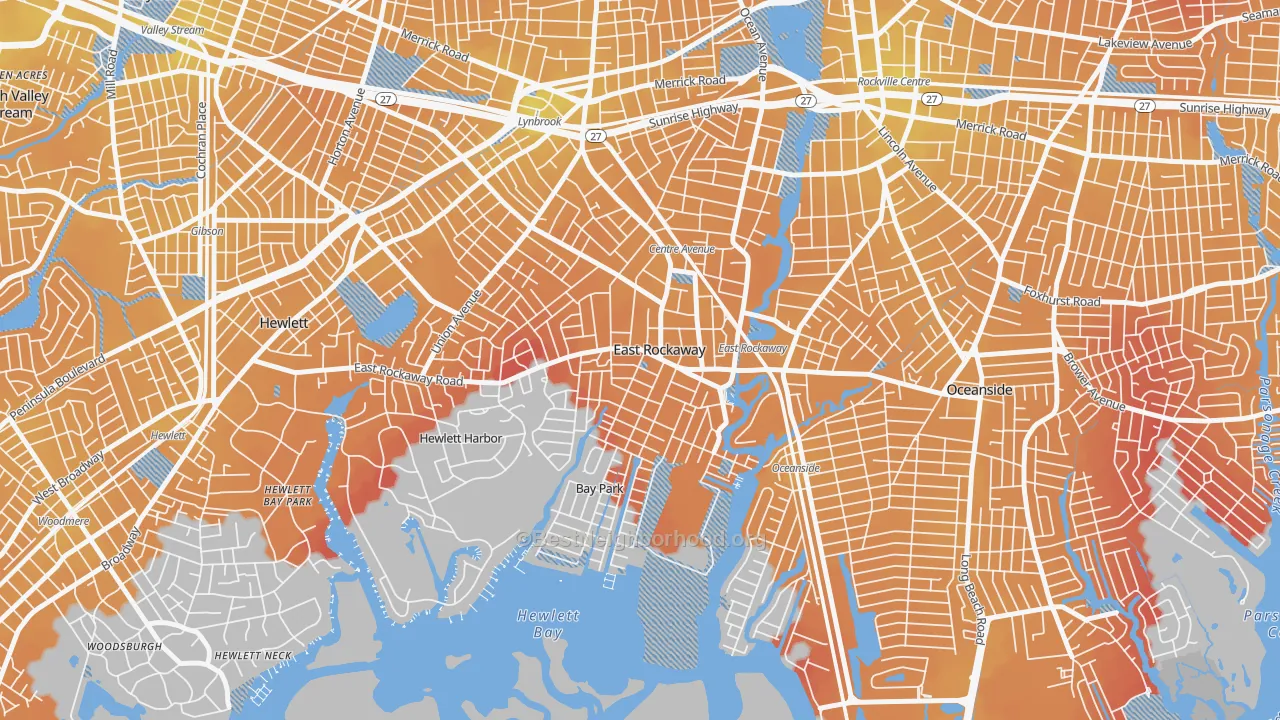 Transit Grade map of East Rockaway, NY