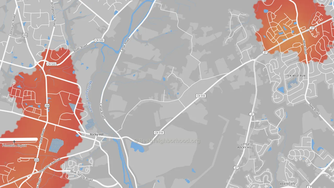 Transit Grade map of East Rocky Hill, NJ