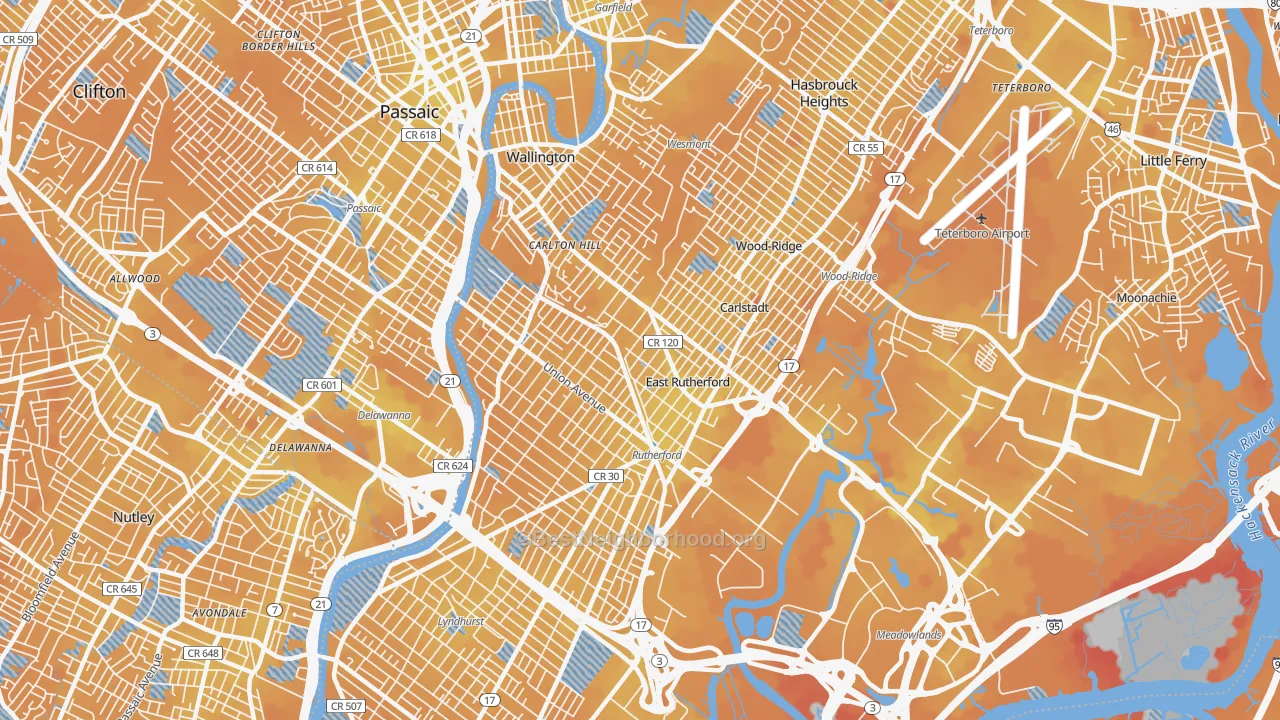 Transit Grade map of East Rutherford, NJ