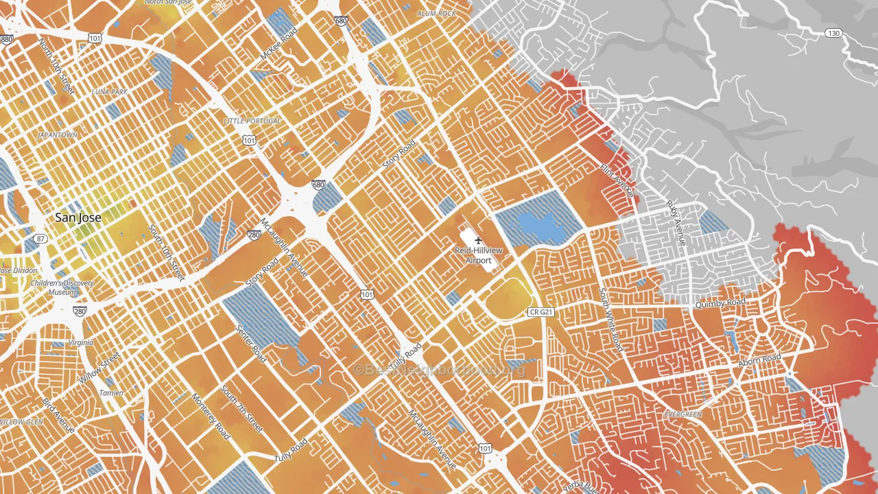 Transit Grade map of East San Jose, San Jose, CA