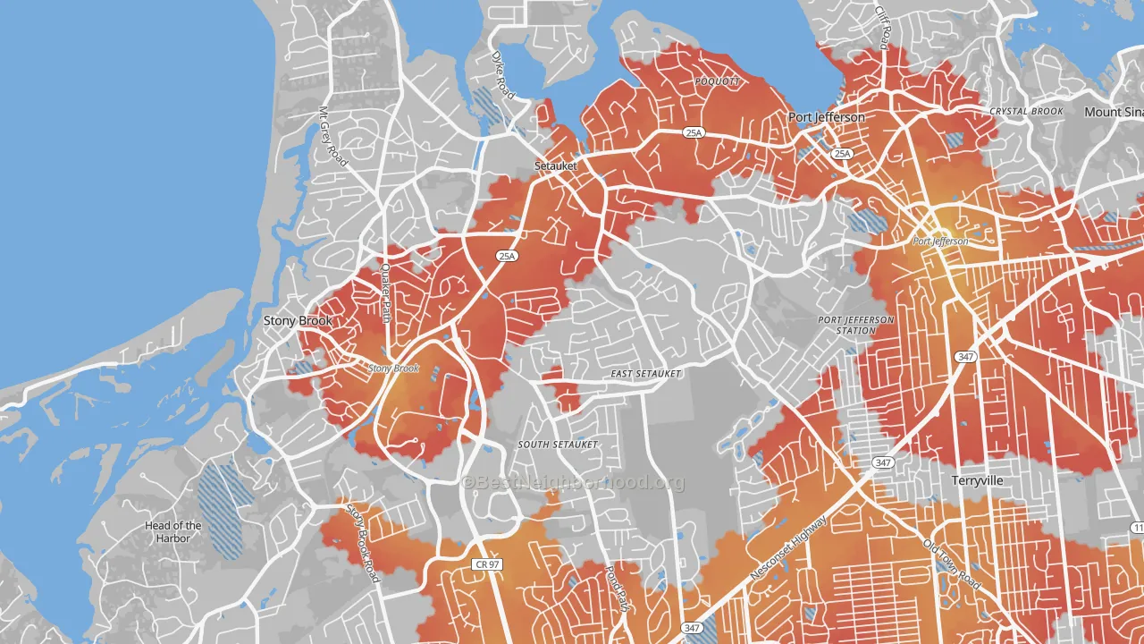 Transit Grade map of East Setauket, NY