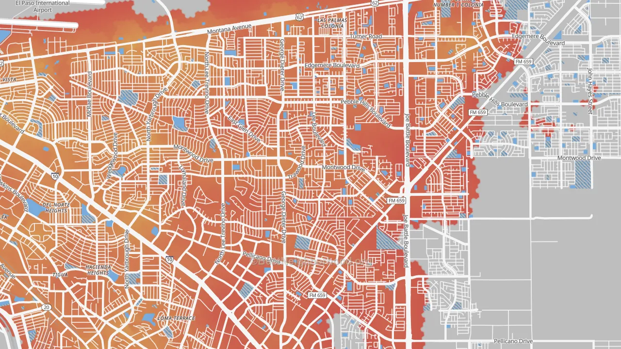 Transit Grade map of East Side, El Paso, TX