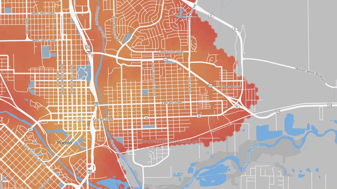 Transit Grade map of East Side, Pueblo, CO