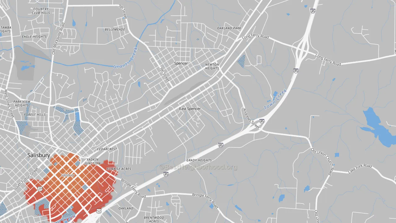 Transit Grade map of East Spencer, NC