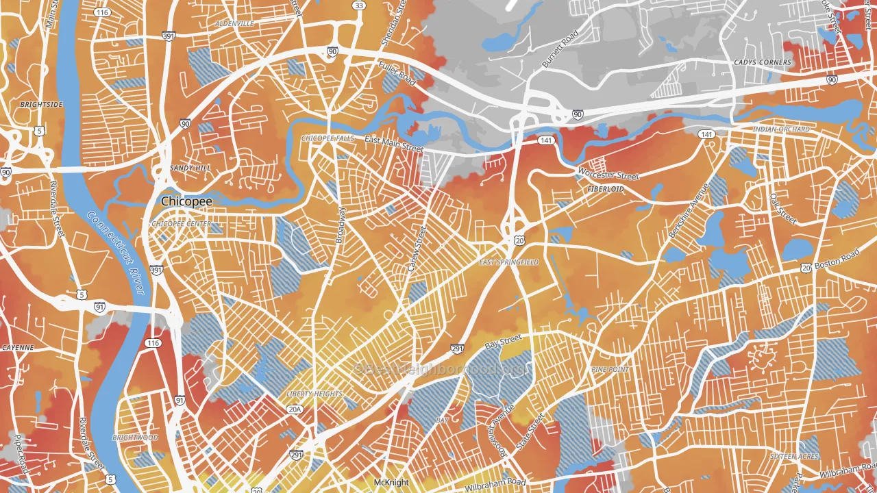 Transit Grade map of East Springfield, Springfield, MA