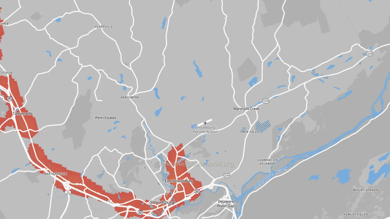 Transit Grade map of East Stroudsburg, PA