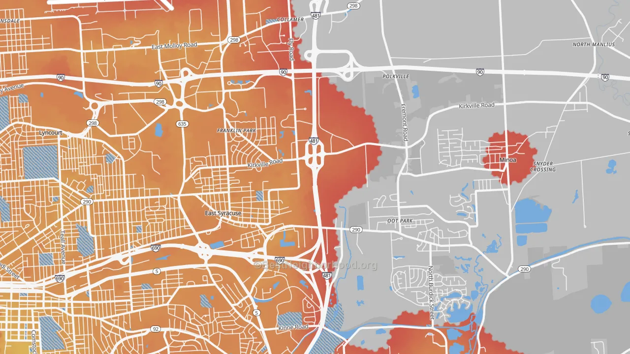 Transit Grade map of East Syracuse, NY
