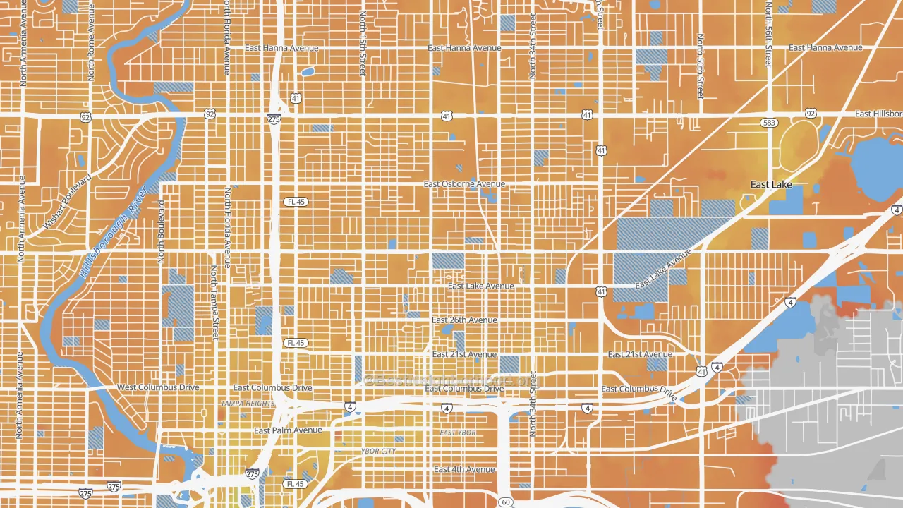 Transit Grade map of East Tampa, Tampa, FL