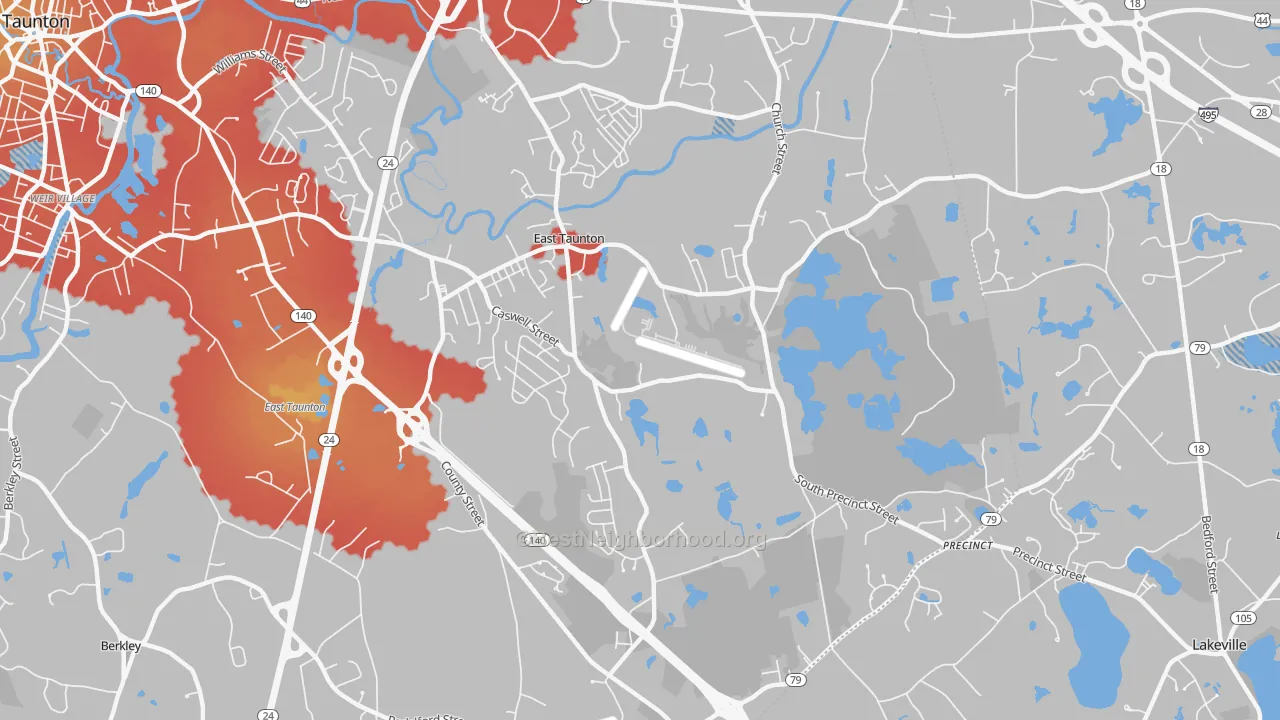 Transit Grade map of East Taunton, MA