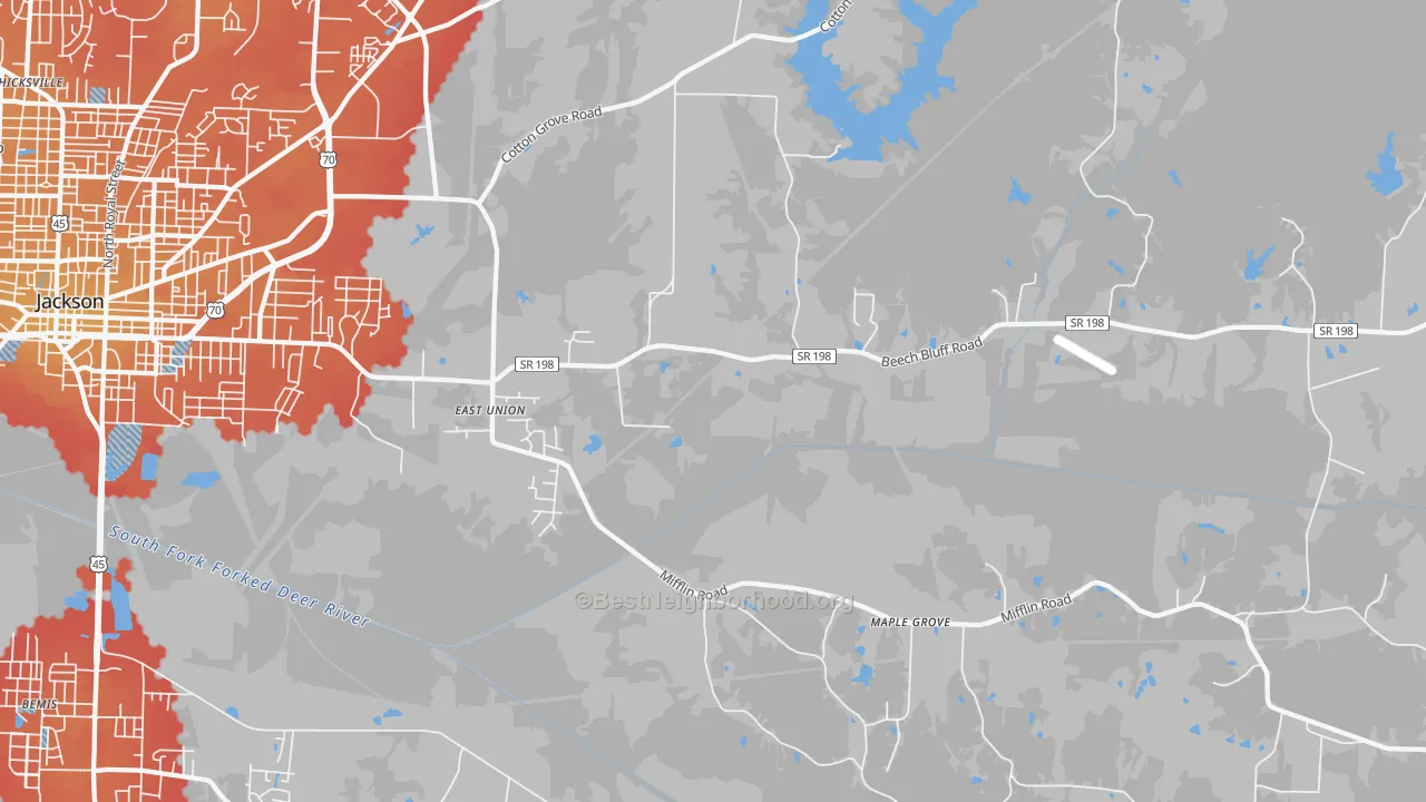 Transit Grade map of East Union, TN