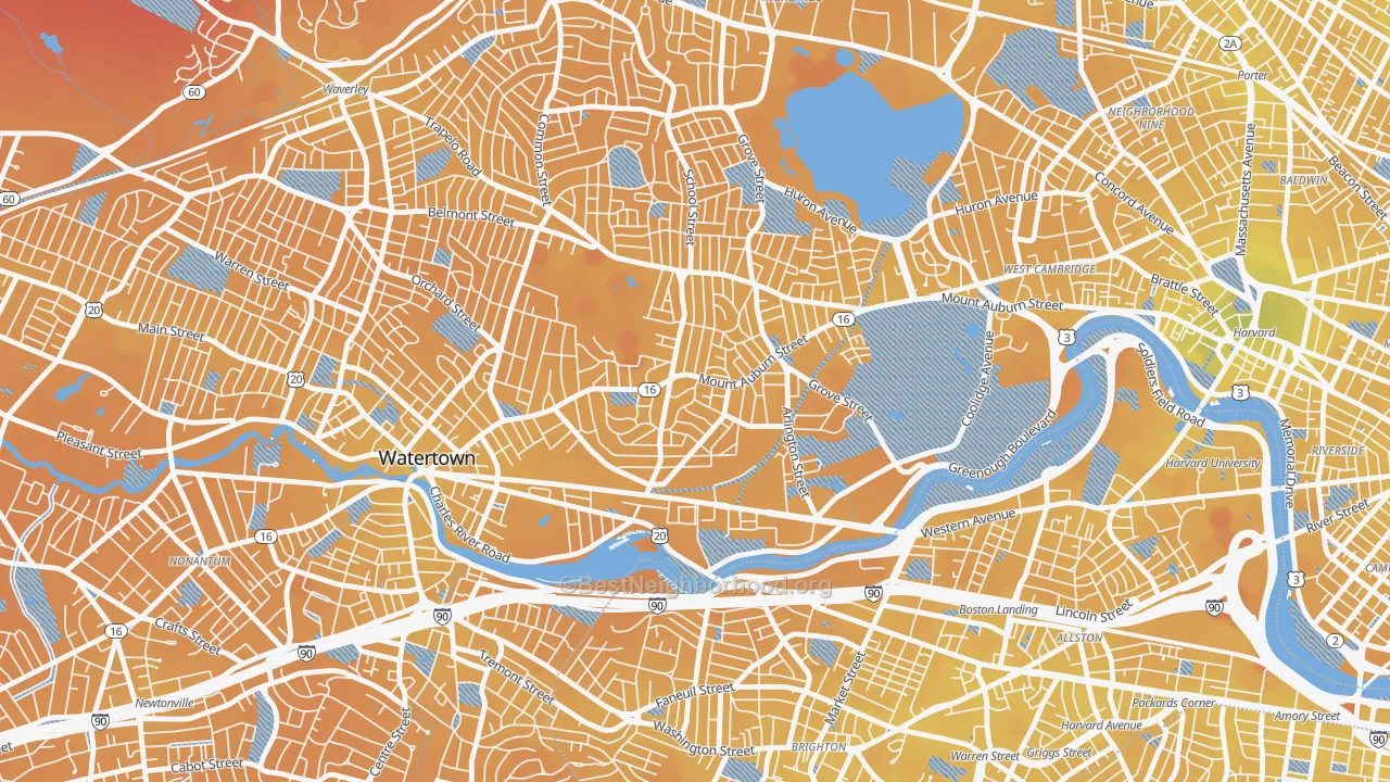 Transit Grade map of East Watertown, Watertown Town, MA