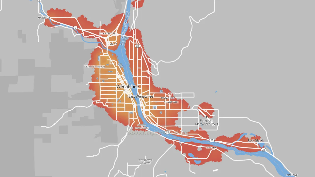 Transit Grade map of East Wenatchee, WA