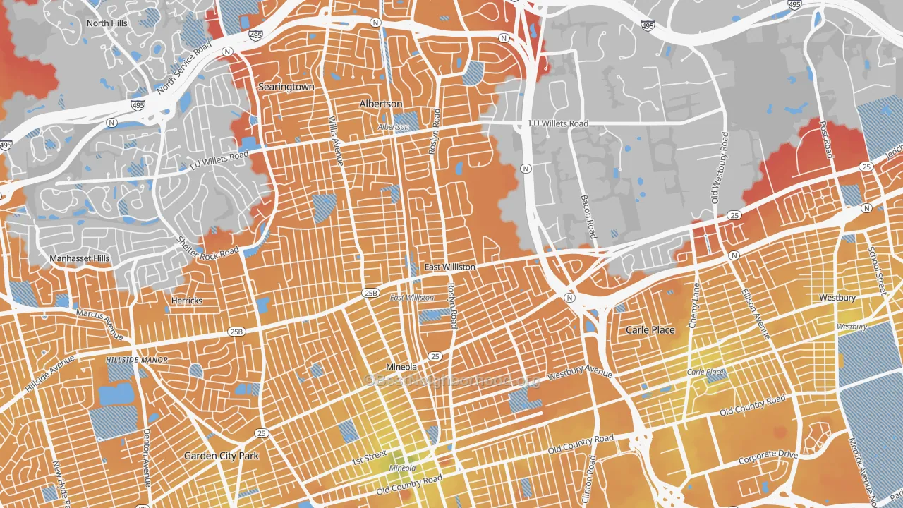 Transit Grade map of East Williston, NY