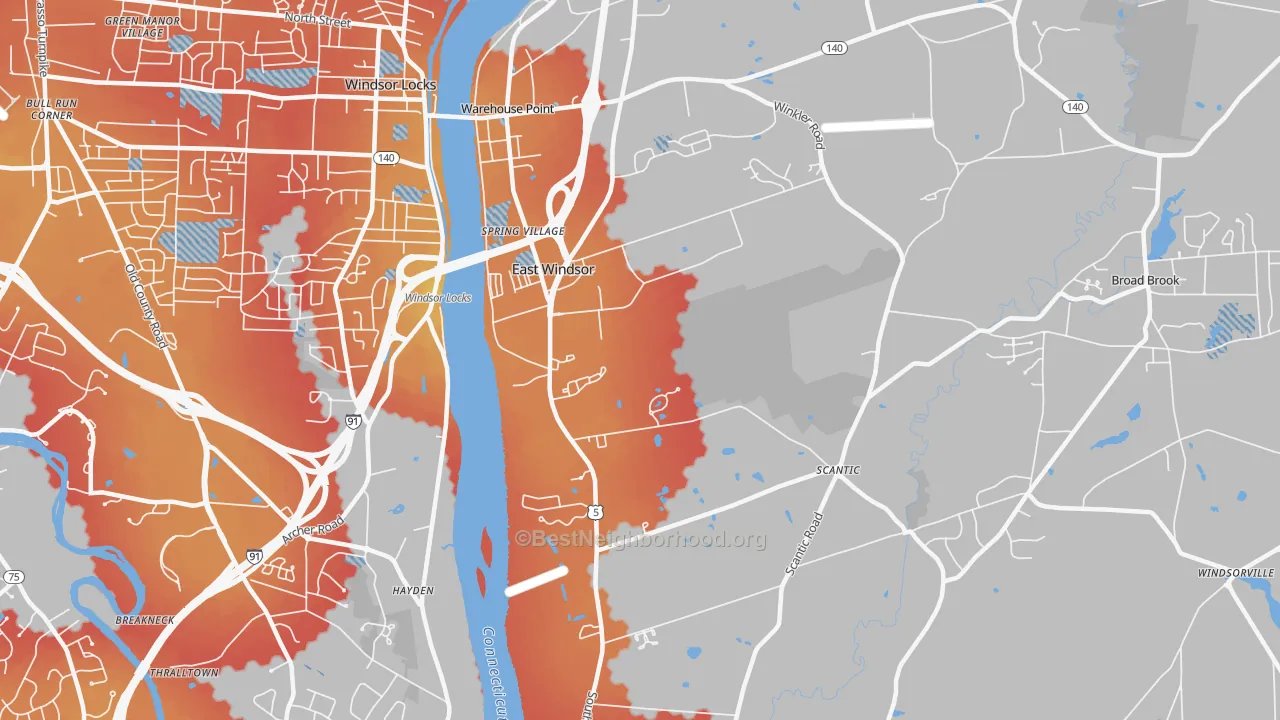 Transit Grade map of East Windsor, CT