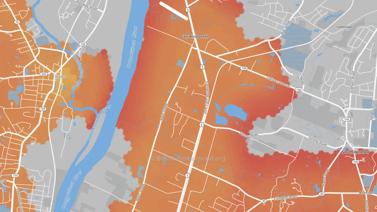 Transit Grade map of East Windsor Hill, CT