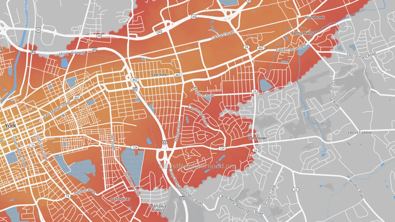 Transit Grade map of East York, PA