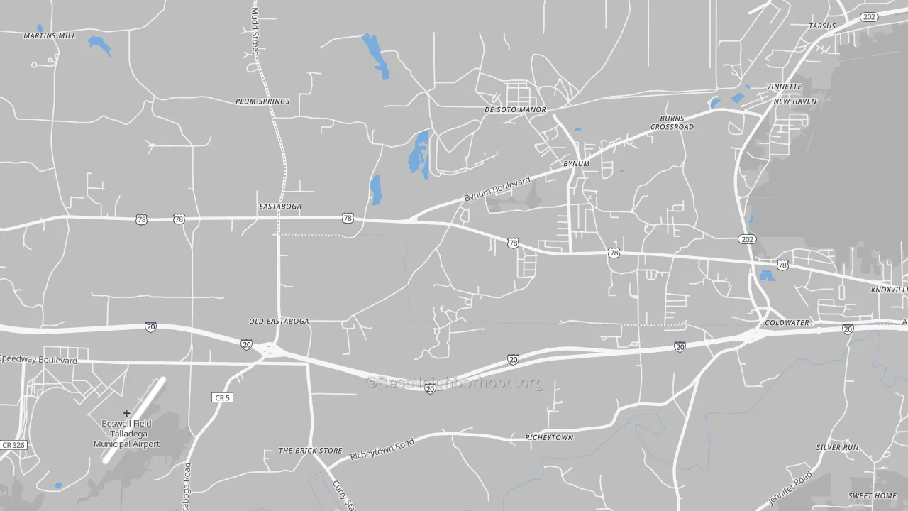 Transit Grade map of Eastaboga, AL