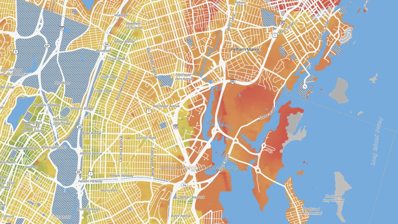 Transit Grade map of Eastchester, Bronx, NY