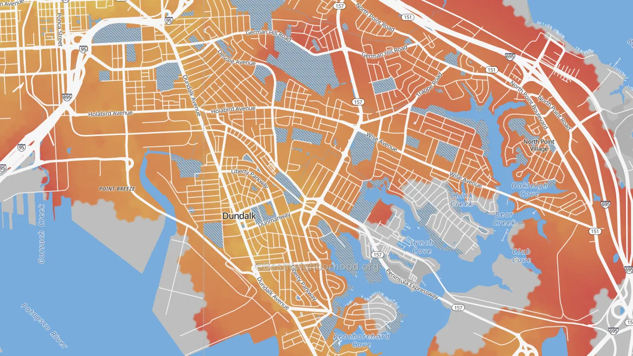 Transit Grade map of Eastfield, Dundalk, MD