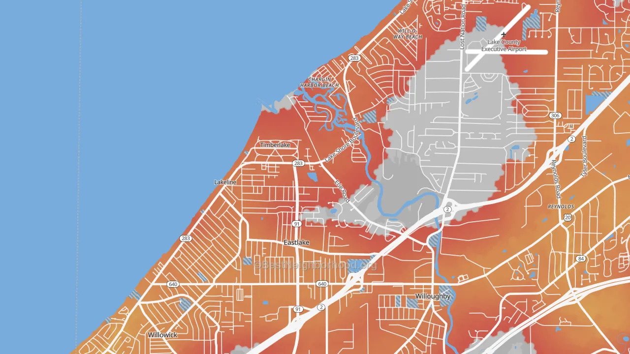 Transit Grade map of Eastlake, OH