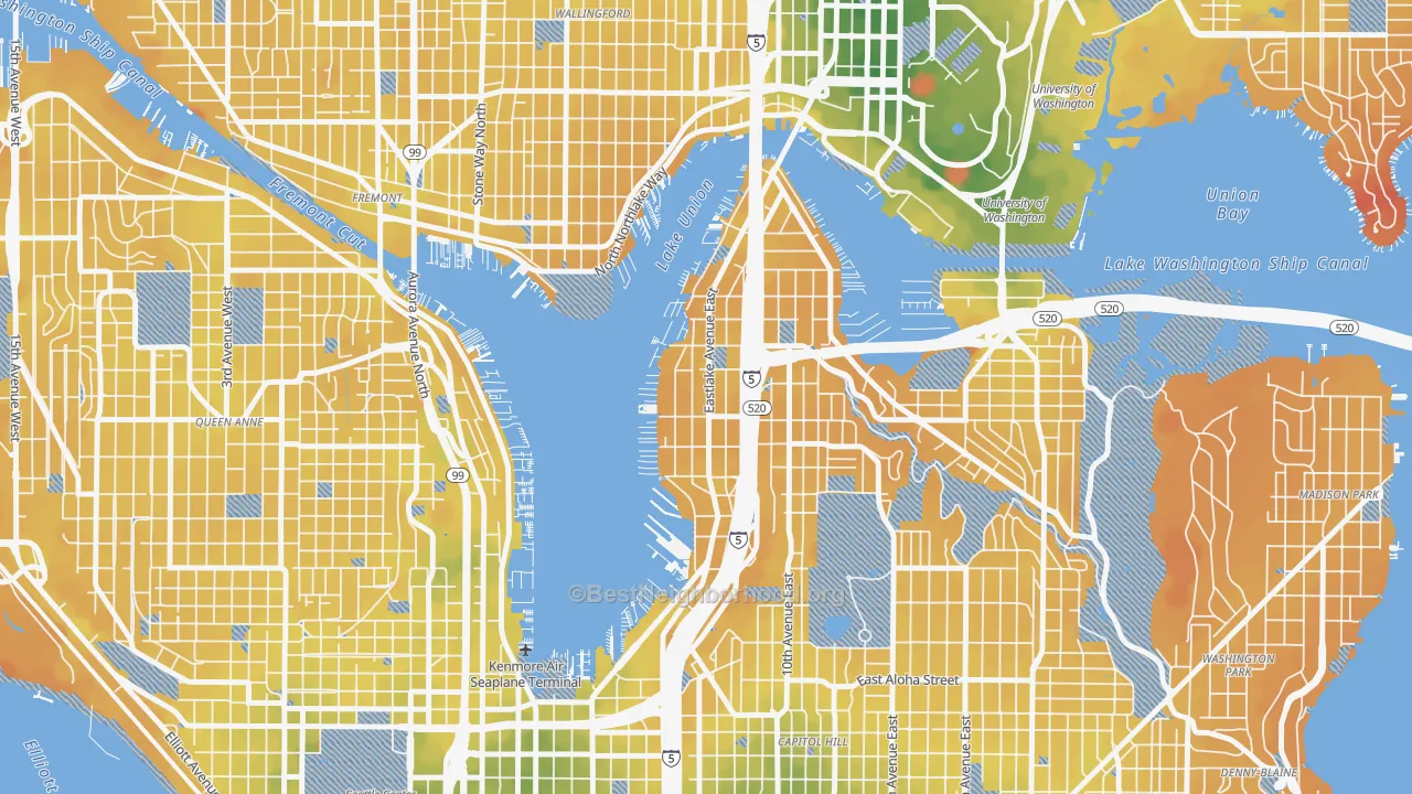 Transit Grade map of Eastlake, Seattle, WA