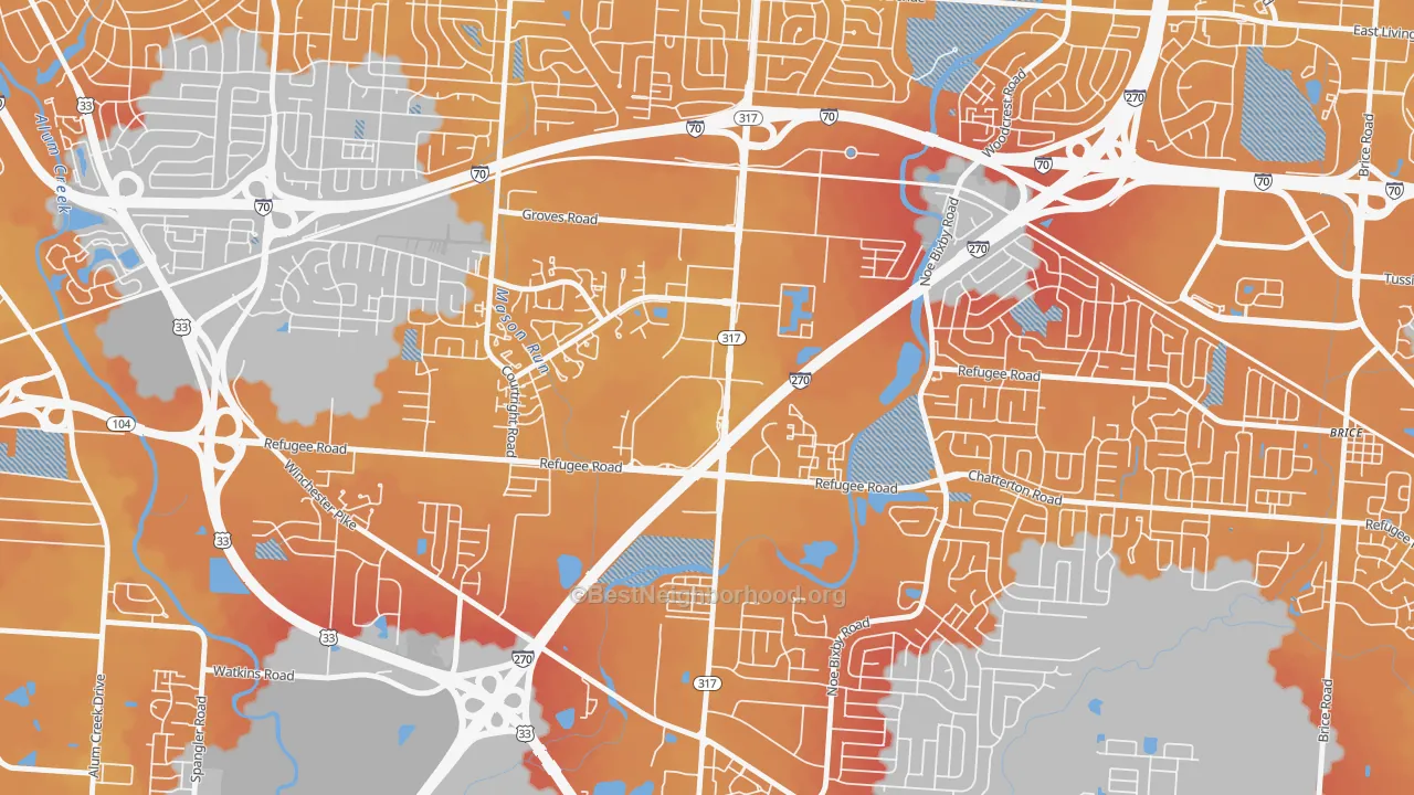 Transit Grade map of Eastland, Columbus, OH