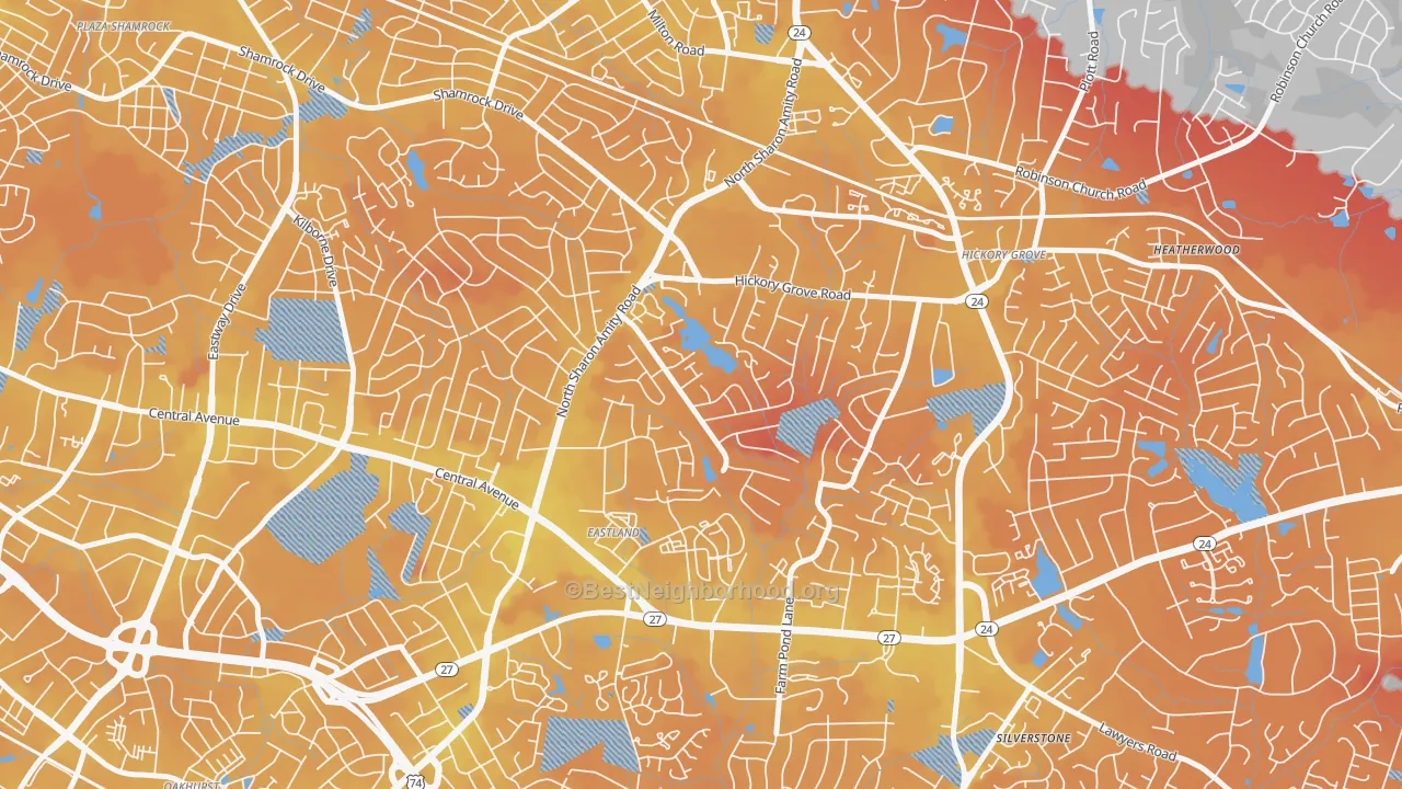 Transit Grade map of Eastland-Wilora Lake, Charlotte, NC