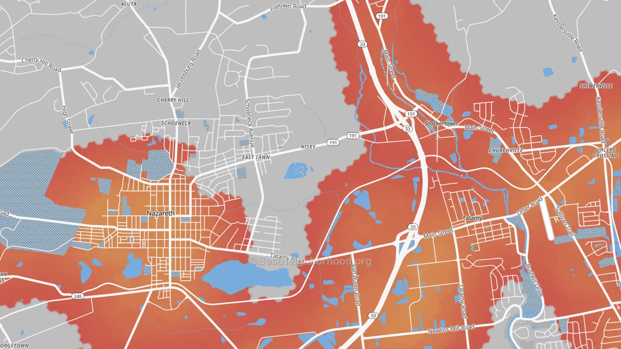 Transit Grade map of Eastlawn Gardens, PA