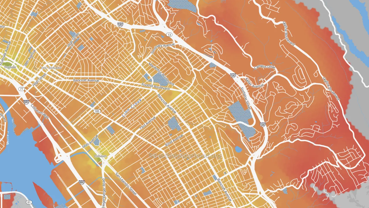 Transit Grade map of Eastmont, Oakland, CA