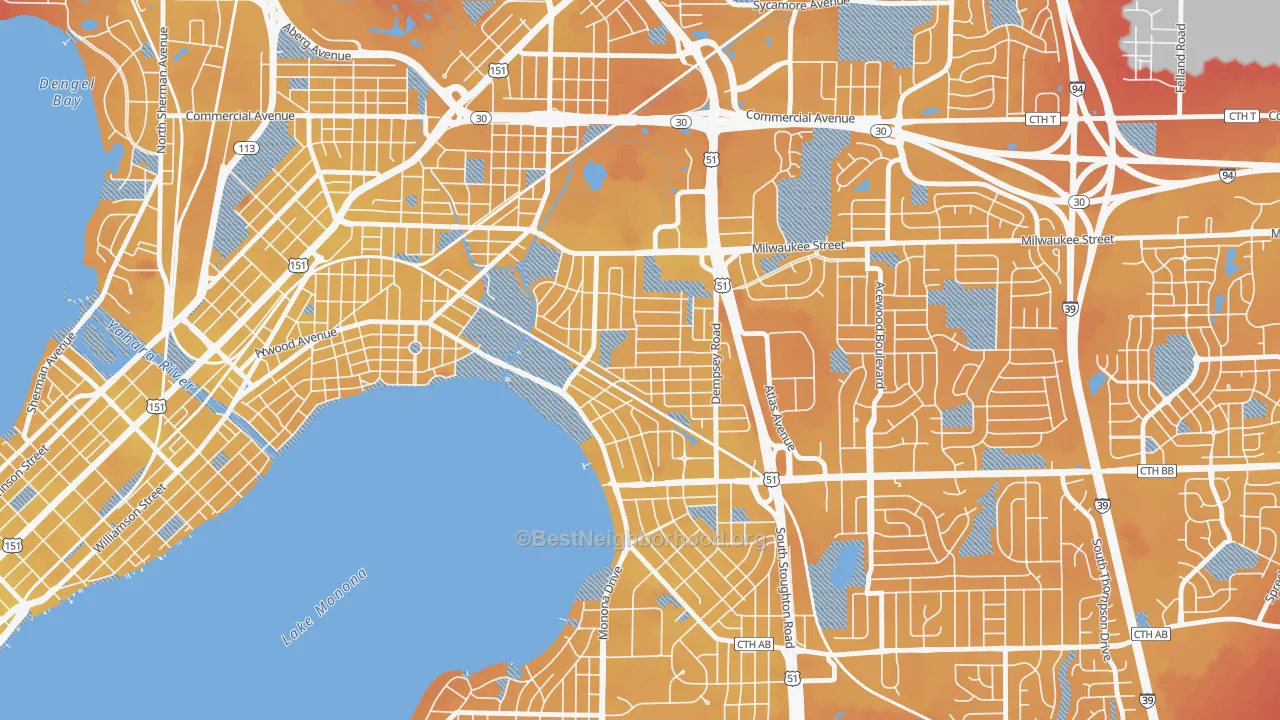 Transit Grade map of Eastmorland, Madison, WI