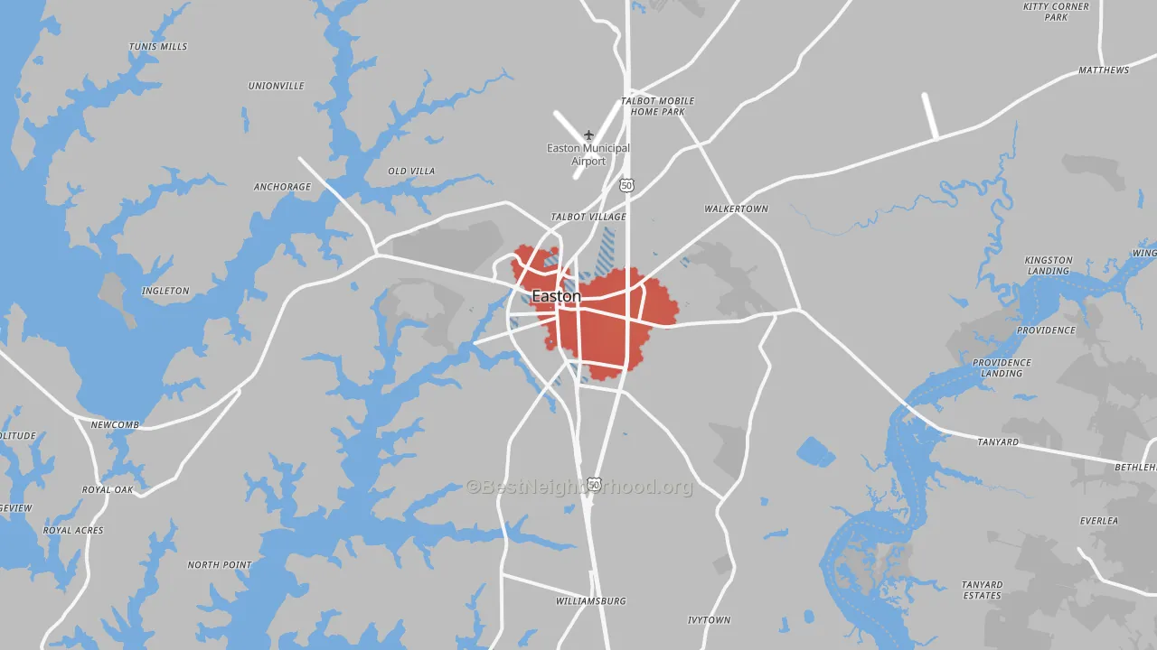 Transit Grade map of Easton, MD