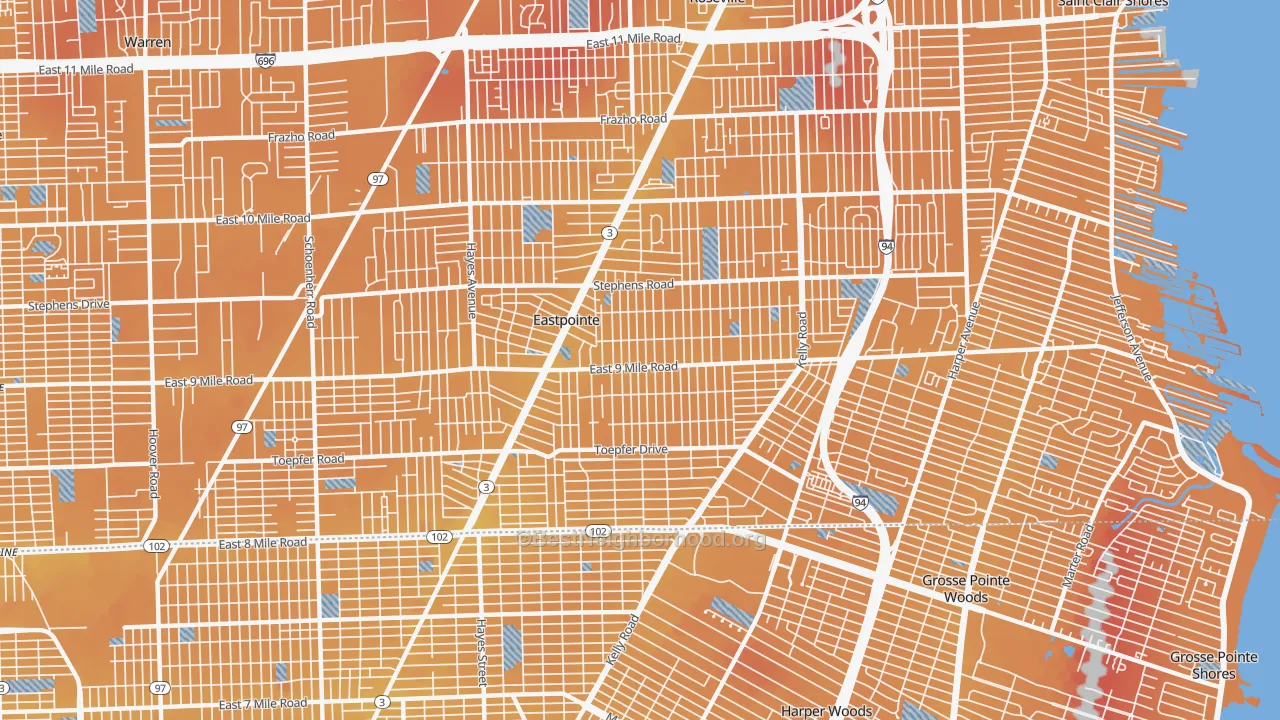 Transit Grade map of Eastpointe, MI