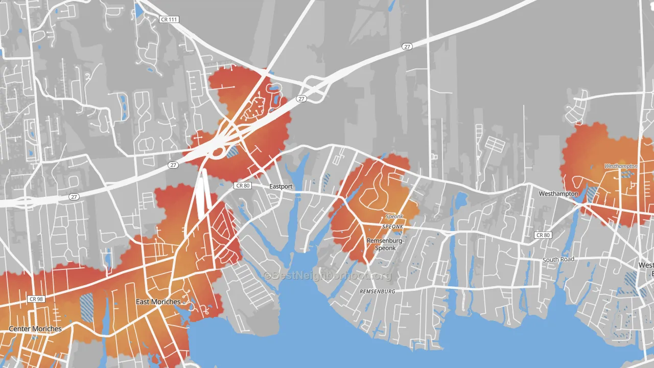 Transit Grade map of Eastport, NY