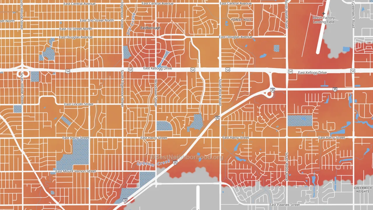 Transit Grade map of Eastridge, Wichita, KS