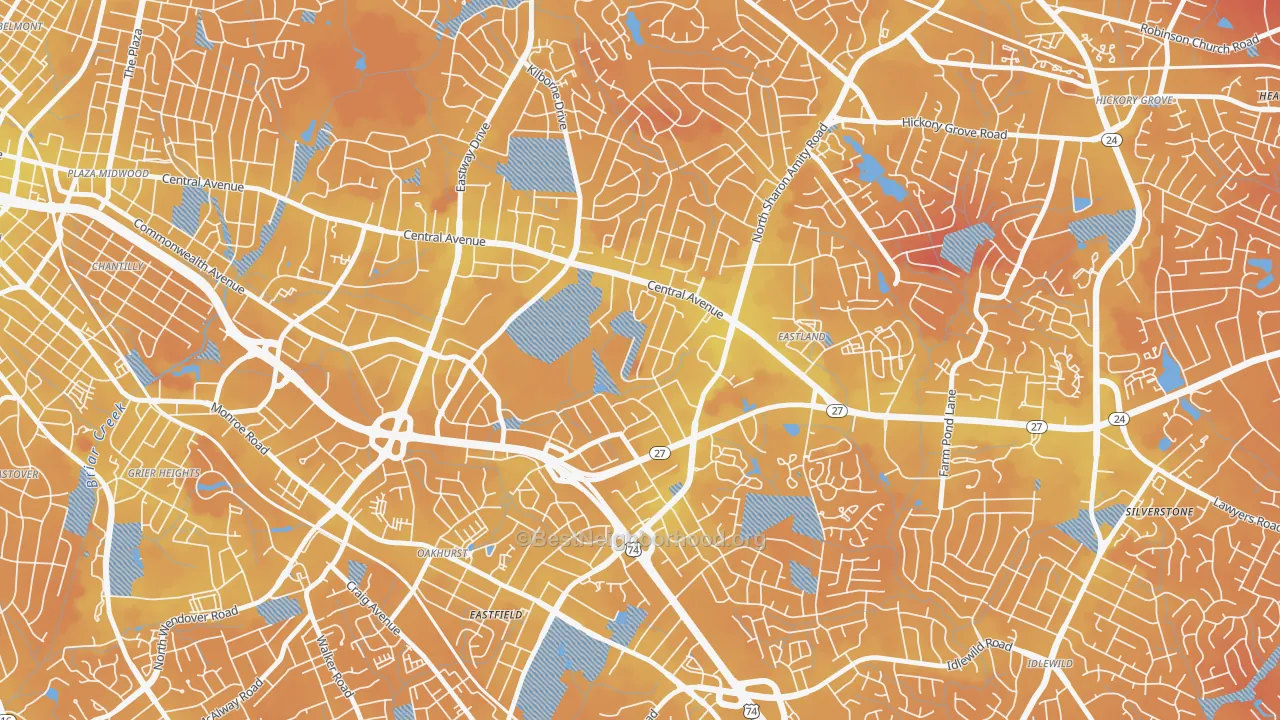 Transit Grade map of Eastway-Sheffield Park, Charlotte, NC