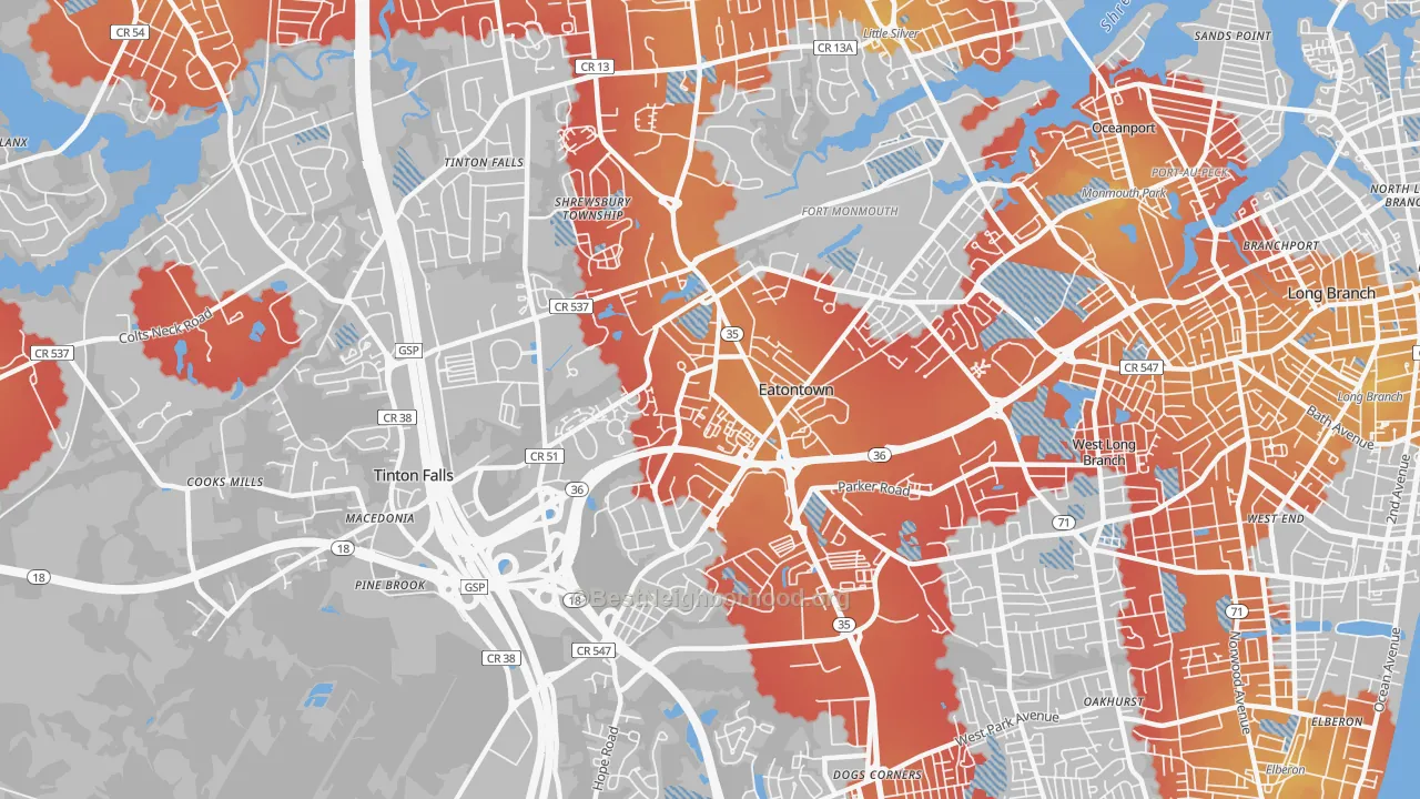 Transit Grade map of Eatontown, NJ