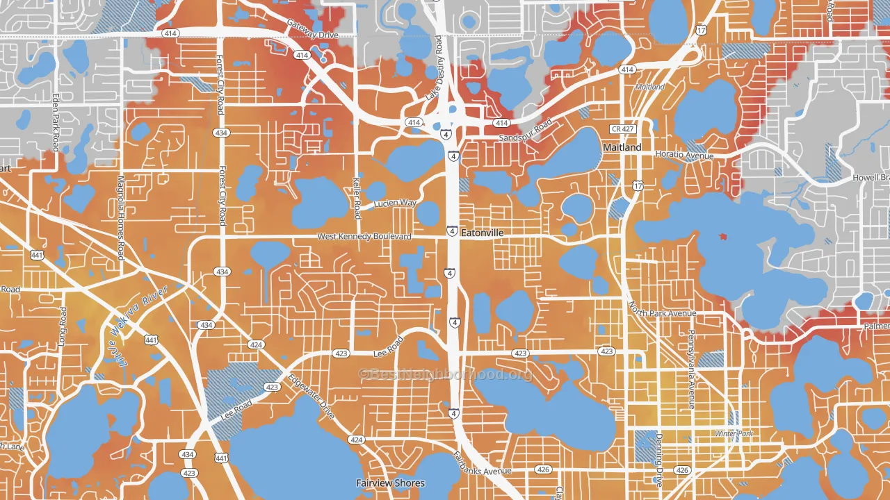 Transit Grade map of Eatonville, FL