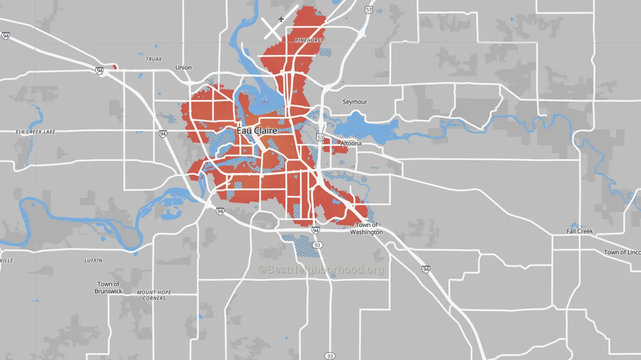Transit Grade map of Eau Claire County, WI