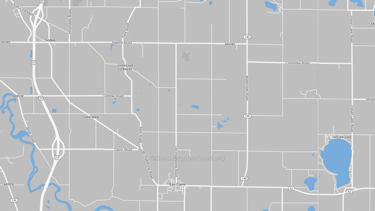 Transit Grade map of Eau Claire, MI